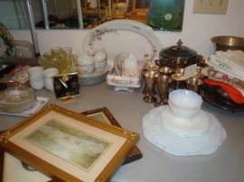 Harry potter silverplate goblets, ice buckets, depression dishes artwork