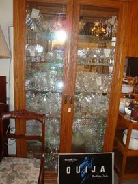 china cabinet, elegant glass, ouija board and box only