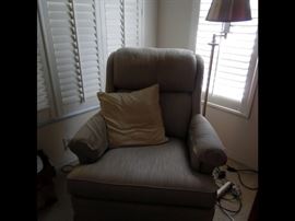 Beige Fabric Swivel Rocking Chair