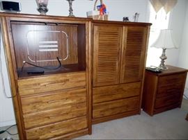 LaJolla Oak Contemporary Armoire, Entertainment Center small nightstand chest