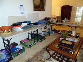 clothes, coffee table 