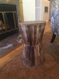 Wood Hourglass accent table, $45