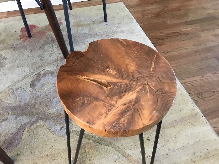 MCM wood topped round side table