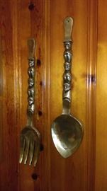 UNIQUE vintage METAL wall fork and spoon $50 for the set