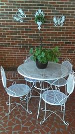 4 chair wrought iron patio set $ 280, white 3 piece butterfly wall décor set $18