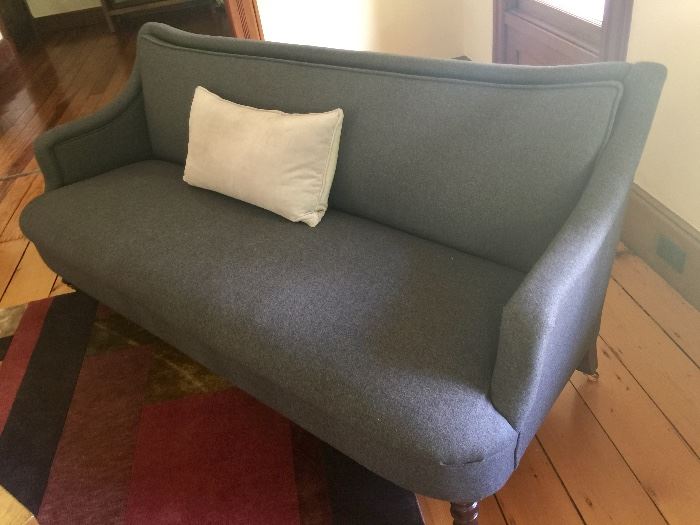 George Smith Grey Wool Flannel 1 Cushion Couch (78’’ x 32’’ x 32’’)
