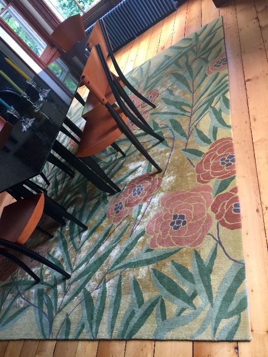 Floral Green, Salmon & Ochre Rug from ABC Carpet   (8’ x 10’)