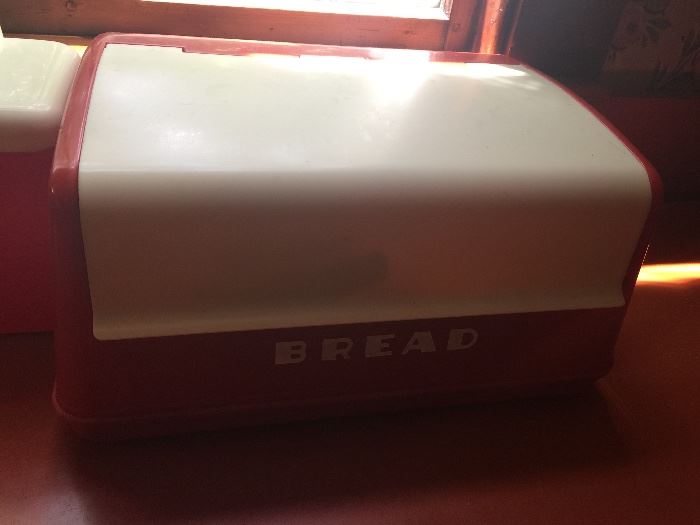 Bakelite Red & Cream Vintage Bread Box (15’’ x 11’’ x 7’’)