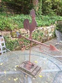 Copper Rooster Weathervane on Wood Base