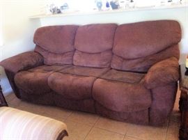 Brown microfiber couch, both ends recline