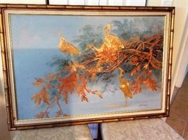 Wood-cut artwork, signed S.T. Young