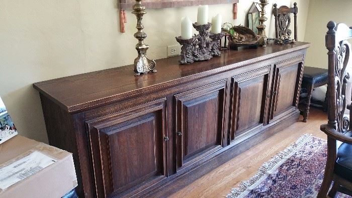 oak buffet / credenza -- matches dining set but goes with any style.  lots of interior storage