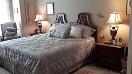 Kingsize - mattress & box springs with matching Thomasville headboard, two end tables, chest of drawers, dressser and mirror