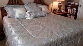 Kingsize - Tempurpedic fairly new mattress & box springs with matching headboard, two end tables, chest of drawers, dressser and mirror