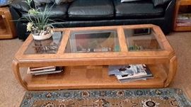 Matching glass top coffee table and 2 end tables