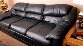 Dark blue/navy leather sofa/couch