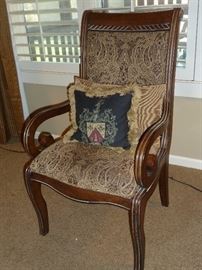 Neutral paisley armed chair