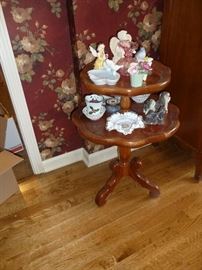 Unique double shelf side table