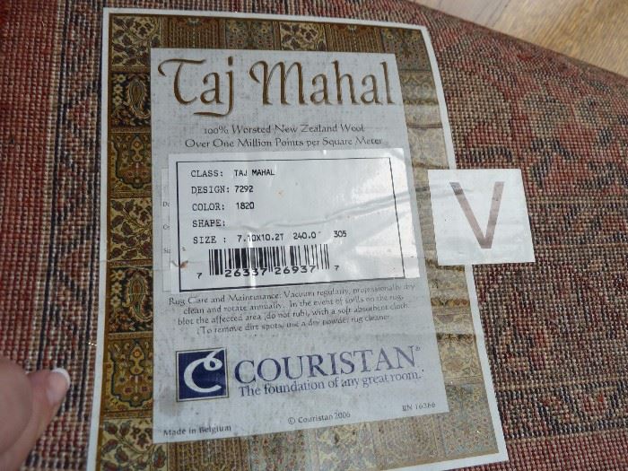 Taj Mahl 100% Wrosted New Zealand Wool 7'10"x10'2" Couristan area rug