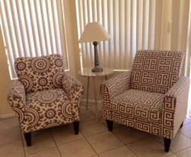 Purple/White Arm Chairs