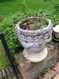 One of two concrete planters