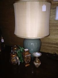 Asian style celadon lamp