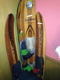 Vintage wooden water skis