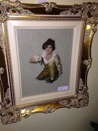 Needlepoint of "Boy and Rabbit" (Henry Raeburn from
1814)