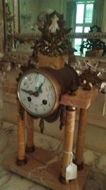 Antique European marble & brass clock 