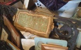 Beautiful trays, wall art, frames and not pictured is vintage door knobs and lots of vintage harcware