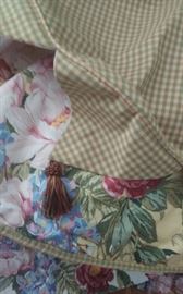 Custom balloon shade
with matching mini check and floral round table skirt