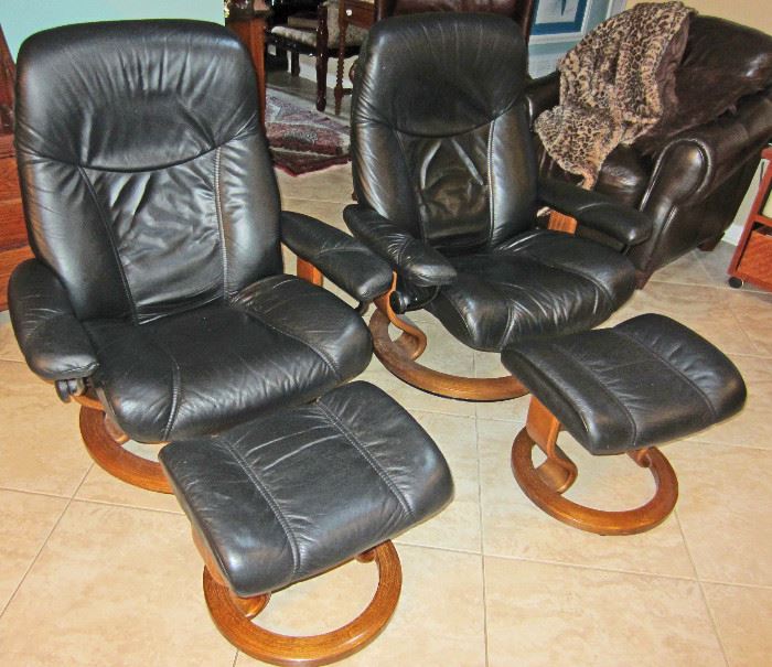 Pair of "Stressless"chairs.  Original price $1999 each. Sold as a pair only