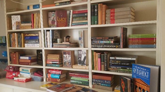 one of a few walls of books, some anthropology and many others, some American Indian books
