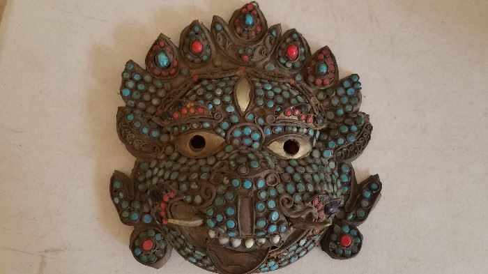 Old Tibetan Metal and stones mask