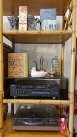 Teac receiver, Dual turntable, gargoyle bookends, one of many American Indian puzzles that are new in box, paid 15. each for