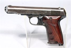 MAB French Brevete Model D WW2 Pistol, 7.65 Cal, SN# 77916, Nazi Marks, Custom Walnut Replacement Grips, Hard Case, Original Holster & Grips Included