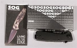 SOG TWI-211 Twitch XL Tanto Knives, Qty 10, Straight Edge Assisted Folding 3.25-Inch Steel Blade and Black Handle, Black TiNi, New Old Stock