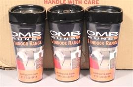 VisionUSA Plastic Travel Mugs, Qty 50 (1 Case), OMB Guns Advertising, New Old Stock