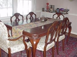 French style dining table and six chairs