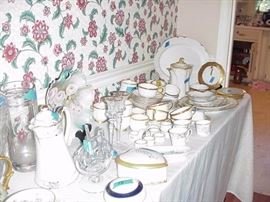 Gold rim china, hand-painted