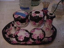 Hand-painted dresser set, porcelain