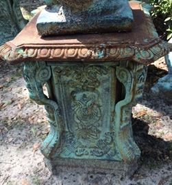 320d  Heavy cast iron set of 4 winged cupids on pedestal, 56 in .T including pedestal