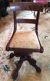371a  Mahogany Federal style organ stool with claw feet