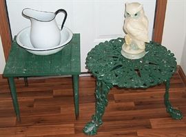 Nice cast iron table, primitive wood table