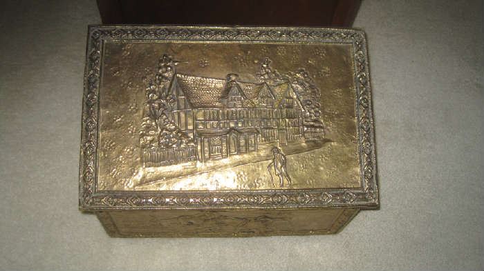  Vintage German  wood lined brass box