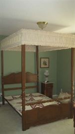 Four poster bed with canopy- Modified by Mrs. Payne's husband, quilt
