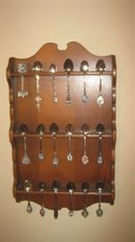 One of two spoon racks with souvenir European spoons
