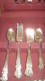 Old Company Plate silverplate flatware-  5-pc.place setting for 8 (iced tea spoon, knife, dinner plate, salad plate, teaspoon