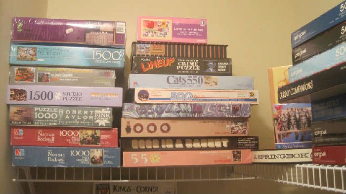Large assortment of puzzles