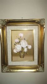 Lovely floral painting with gold gilt frame